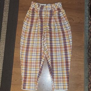 FP Movement by Free People Plaid Trousers in Yellow and Blue